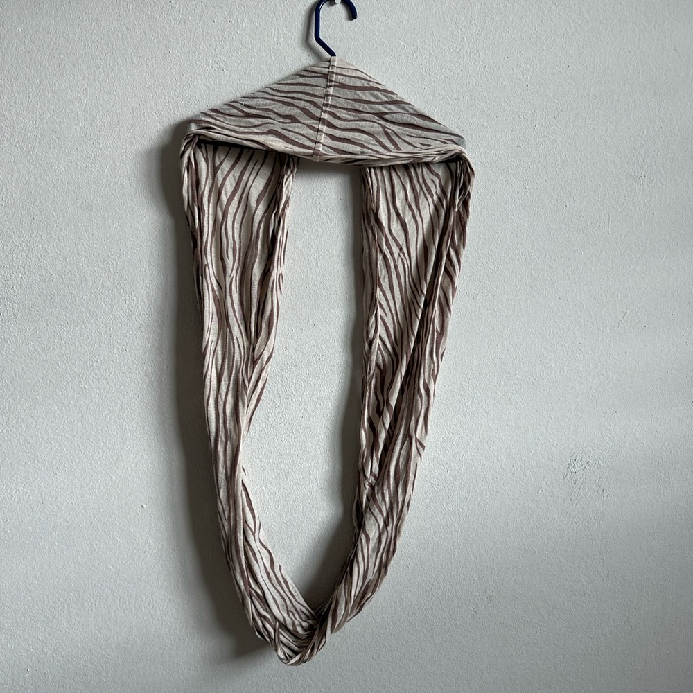 Chic Taupe & White Striped Animal Print Infinity Scarf by Old Navy